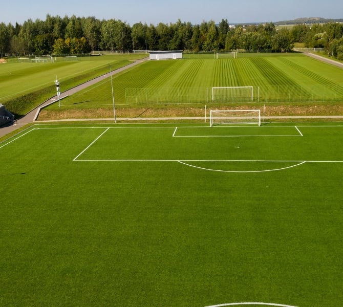 Football fields countryside setting s-curve